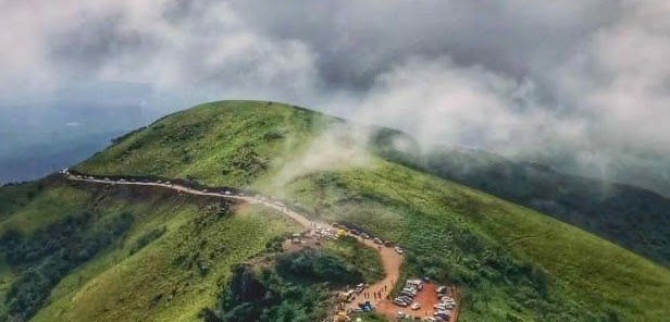 Winding road through the Deviramma hills, Chikmagalur